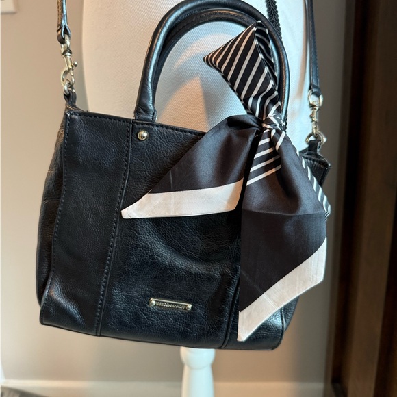 Vintage Rebecca Minkoff Black Crossbody Bag with Striped Bow - Picture 1 of 13